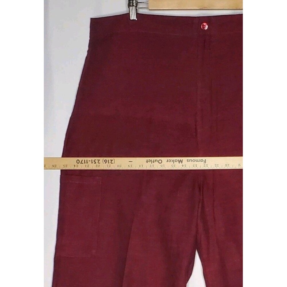 Caran NY Crop Wide Leg Pants Women 2X Red Linen Cotton Cargo Artsy Lagenlook - Picture 10 of 10